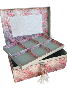Caixa Grande Floral com 5 Andares para Joias e Bijuterias - Artesanato e Personalizados
