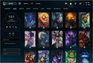 Conta platina 3 com 181 skins e TODOS os champs ( MAIN SUP ) - League of Legends LOL