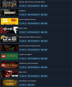 Steam com 63 jogos, como Tomb Raider, Tony Hawks, F1 2018 ..