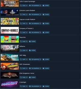 Steam com 63 jogos, como Tomb Raider, Tony Hawks, F1 2018 ..