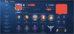 Conta Elo MÍTICO - 120 Skins e maioria emblemas no máximo - Mobile Legends