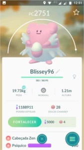 CONTA POKÉMON GO LV 32 SEM TIME MOD. BLISSEY PACK MAX CANDY
