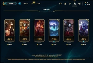 Conta Bronze 1 com 28 Champs e 5 Skins + 8 Espolios - League of Legends LOL