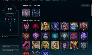 Esmeralda 4 com 70 Champs e 15 Skins + 17 Espolios - League of Legends LOL