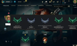 Esmeralda 4 com 70 Champs e 15 Skins + 17 Espolios - League of Legends LOL