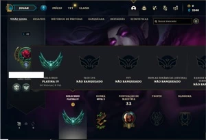 Conta Platina 4 com 36 Champs e 6 Skins + 1 Fragmento - League of Legends LOL