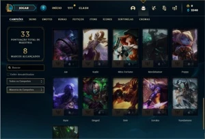 Conta Platina 4 com 36 Champs e 6 Skins + 1 Fragmento - League of Legends LOL