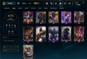 Unranked com TODOS os champs e 476 Skins + 8 Prestigios - League of Legends LOL