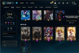 Conta prata 4 com 155 Champs e 266 Skins + 4 Prestigios - League of Legends LOL