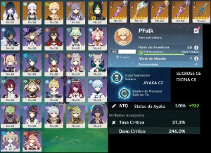 Conta com Ayaka C2 e Yelan+Cortadora da Neblina Reforjada!!! - Genshin Impact