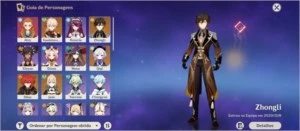 Conta de genshin. Zhongli, diluc, qiqi, mona, jean e kazuha - Genshin Impact