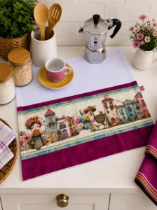 Pano de Prato Artesanal com barrado Coleção México - Artesanato e Personalizados