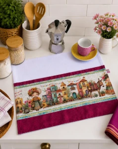 Pano de Prato Artesanal com barrado Coleção México - Artesanato e Personalizados