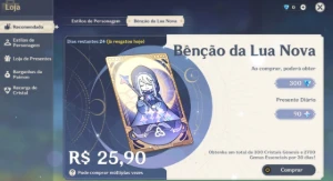 Conta Genshin Impact com benção da lua ativa