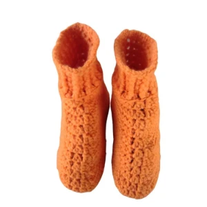 Pantufa de Lã Infantil Laranja 26 - Artesanato e Personalizados