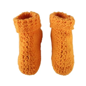 Pantufa de Lã Infantil Laranja 26 - Artesanato e Personalizados