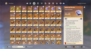 conta AR60 52 personagens no total e 23 armas 5* - Genshin Impact