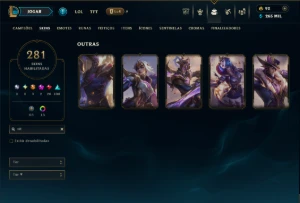 Prata 4 com TODOS os Champs e 281 Skins ( ADC / SUP / TOP ) - League of Legends LOL