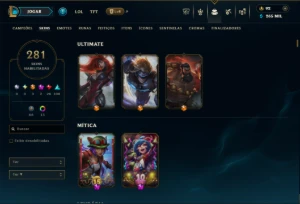 Prata 4 com TODOS os Champs e 281 Skins ( ADC / SUP / TOP ) - League of Legends LOL