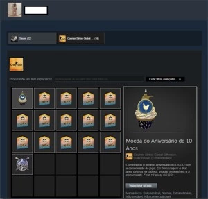 CSGO Prime, 30 Jogos, Moeda Aniverário Cs, Op Riptide - Steam