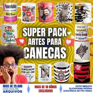 Mega Pack 25.000 Artes Para Canecas Sublimação + Bônus - Serviços Digitais