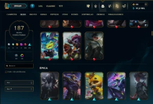 Bronze 3 com TOODS os Champs e 187 Skins - League of Legends LOL