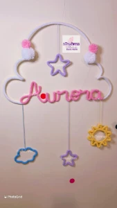 Porta Maternidade Nuvem Grande Personalizada Tricotin - Artesanato e Personalizados