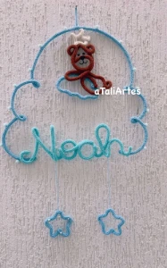 Porta Maternidade Nuvem Grande Personalizada Tricotin - Artesanato e Personalizados