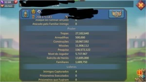 Conta Lords 208M T4 - Lords Mobile