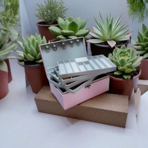 Caixa Organizadora Grande Rosa para Joias e Bijuterias - Artesanato e Personalizados
