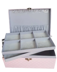 Caixa Organizadora Grande Rosa para Joias e Bijuterias - Artesanato e Personalizados