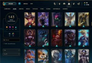 Platina 3 com 135 Champs e 143 Skins + 550k de Yasuo - League of Legends LOL