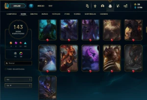 Platina 3 com 135 Champs e 143 Skins + 550k de Yasuo - League of Legends LOL