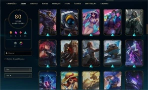 Conta Platina com 80 skins + skin no valorant - League of Legends LOL