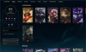 Conta Platina com 80 skins + skin no valorant - League of Legends LOL