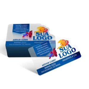500 Cartões PVC Transparente com Corte Personalizado