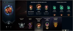 Nível 365, Todos Campeões, 854K Teemo, 119 Skins, 55 Épicas - League of Legends LOL