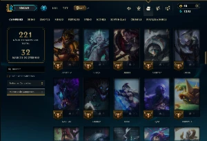 Ouro 1 com 95 Champs e 32 Skins - League of Legends LOL