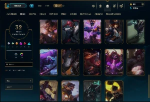 Ouro 1 com 95 Champs e 32 Skins - League of Legends LOL
