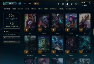 Ouro 1 com 95 Champs e 32 Skins - League of Legends LOL