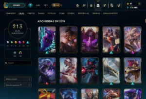 Conta league of legends 213 skins level 455 LOL