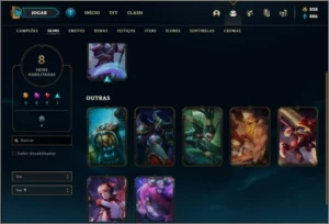 Conta platina 3 SEM EMAIL VERIFICADO com 8 skins e 50 champs - League of Legends LOL