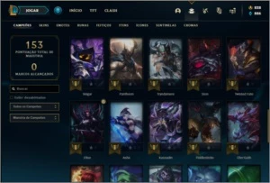Conta platina 3 SEM EMAIL VERIFICADO com 8 skins e 50 champs - League of Legends LOL