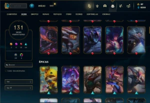 Unranked com 145 Champs e 131 Skins - League of Legends LOL