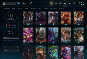 Unranked com 145 Champs e 131 Skins - League of Legends LOL