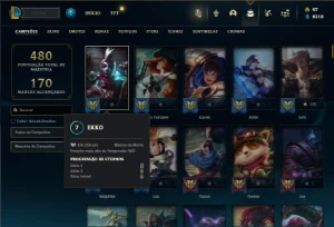 Unranked com 145 Champs e 131 Skins - League of Legends LOL