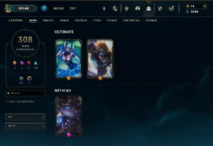 Conta platina 3 solo duo 308 skins todos campeões. - League of Legends LOL