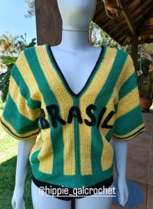 Blusa de Crochê Brasil Copa - Artesanato e Personalizados