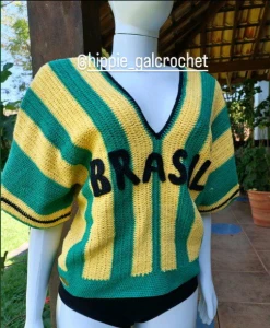 Blusa de Crochê Brasil Copa - Artesanato e Personalizados