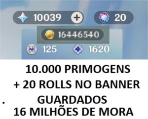 CONTA AR55 KLEE, GANYU, VENTI, KEQINGc1, +5* 10KPRIMO+20ROLL - Genshin Impact
